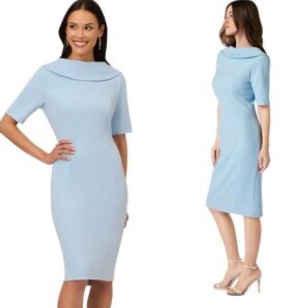 Adrianna Papell Light Blue Midi Dress